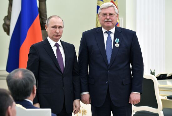 President Vladimir Putin presents state awards at Moscow Kremlin