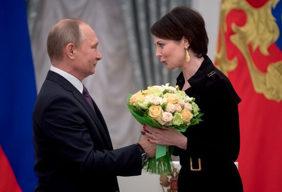 President Vladimir Putin presents state awards at Moscow Kremlin
