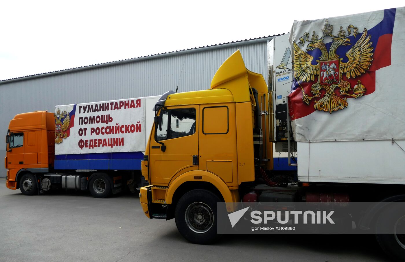 Russia's humanitarian aid convoy arrives in Donetsk