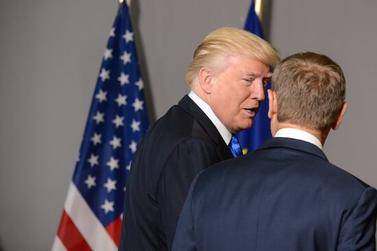 US President Donald Trump meets with EU leaders in Brussels
