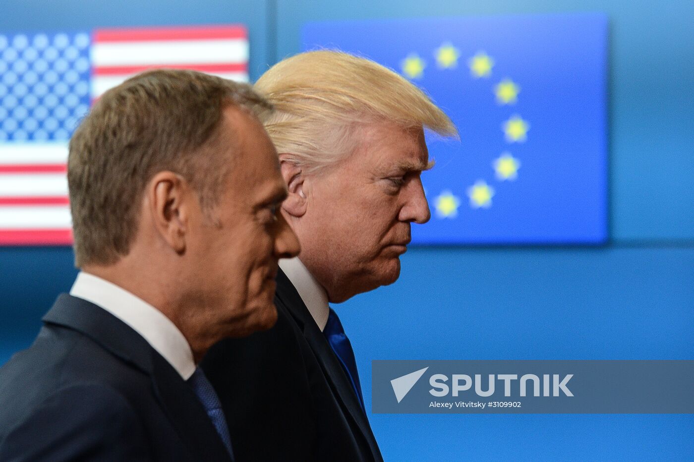 US President Donald Trump meets with EU leaders in Brussels