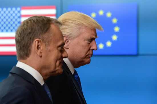 US President Donald Trump meets with EU leaders in Brussels