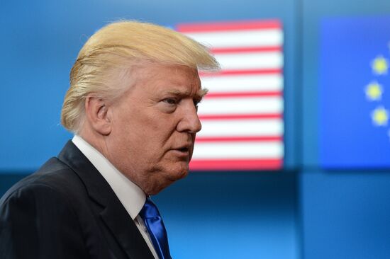 US President Donald Trump meets with EU leaders in Brussels