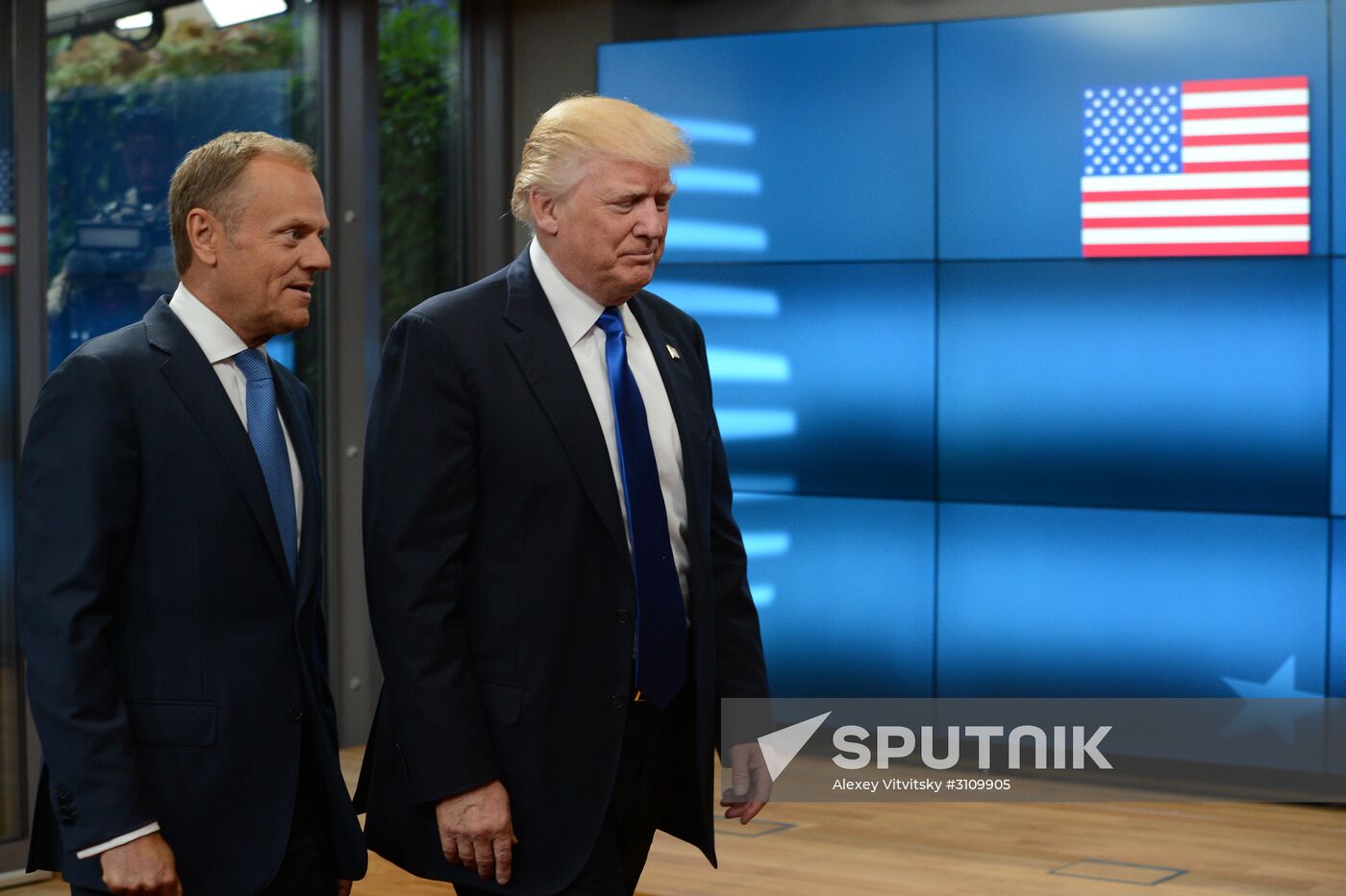 US President Donald Trump meets with EU leaders in Brussels