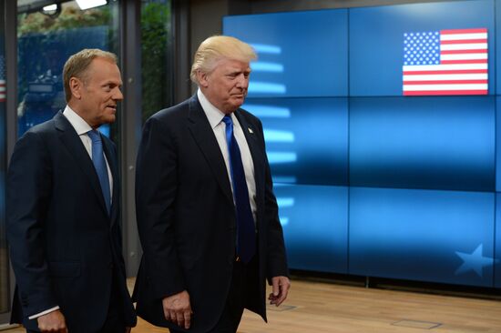 US President Donald Trump meets with EU leaders in Brussels