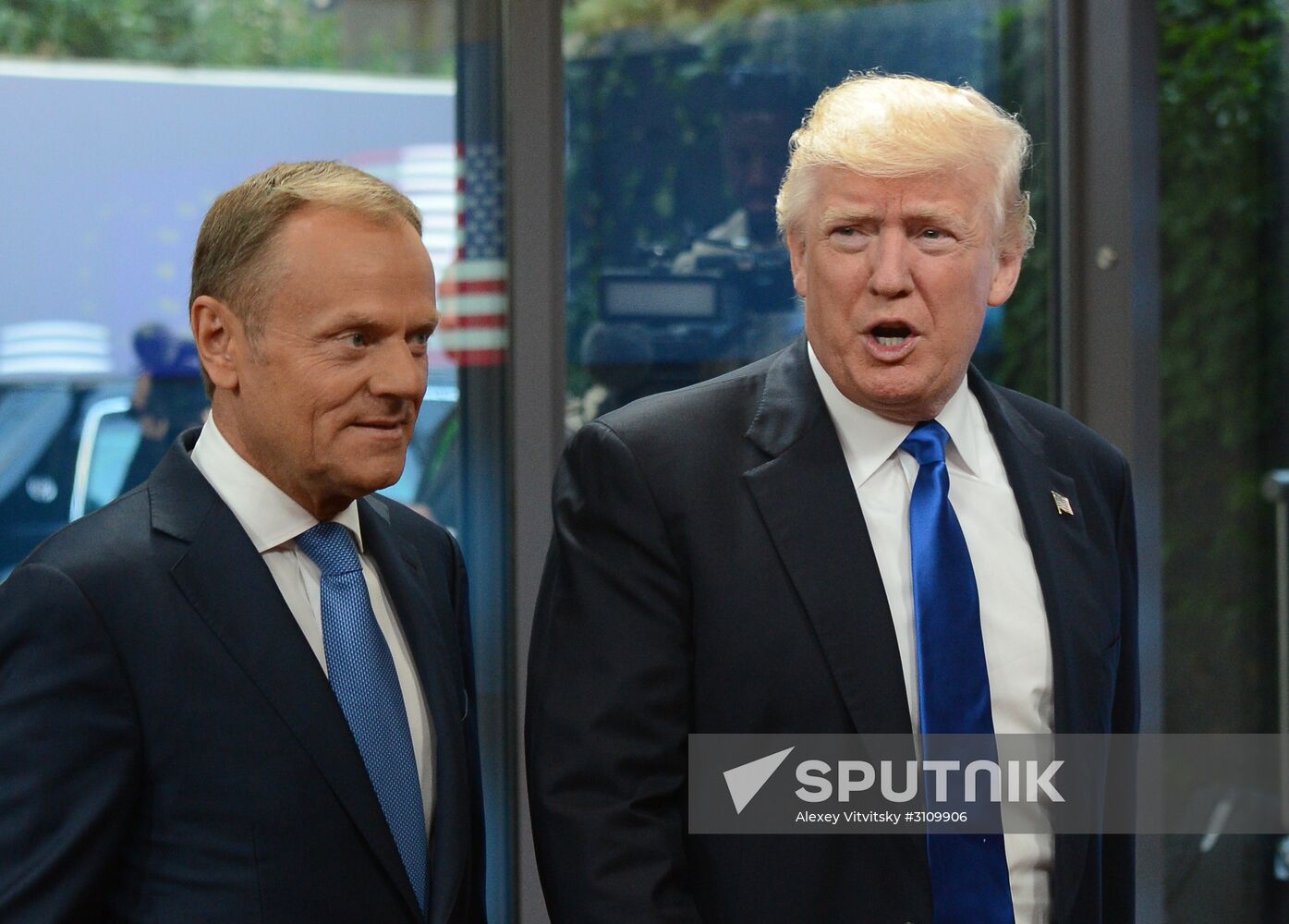US President Donald Trump meets with EU leaders in Brussels