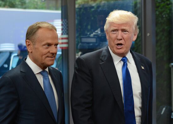 US President Donald Trump meets with EU leaders in Brussels
