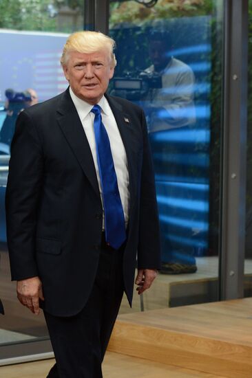 US President Donald Trump meets with EU leaders in Brussels