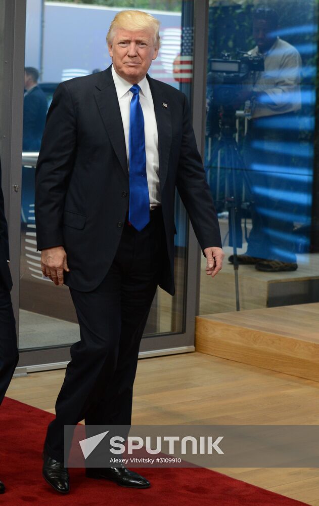 US President Donald Trump meets with EU leaders in Brussels