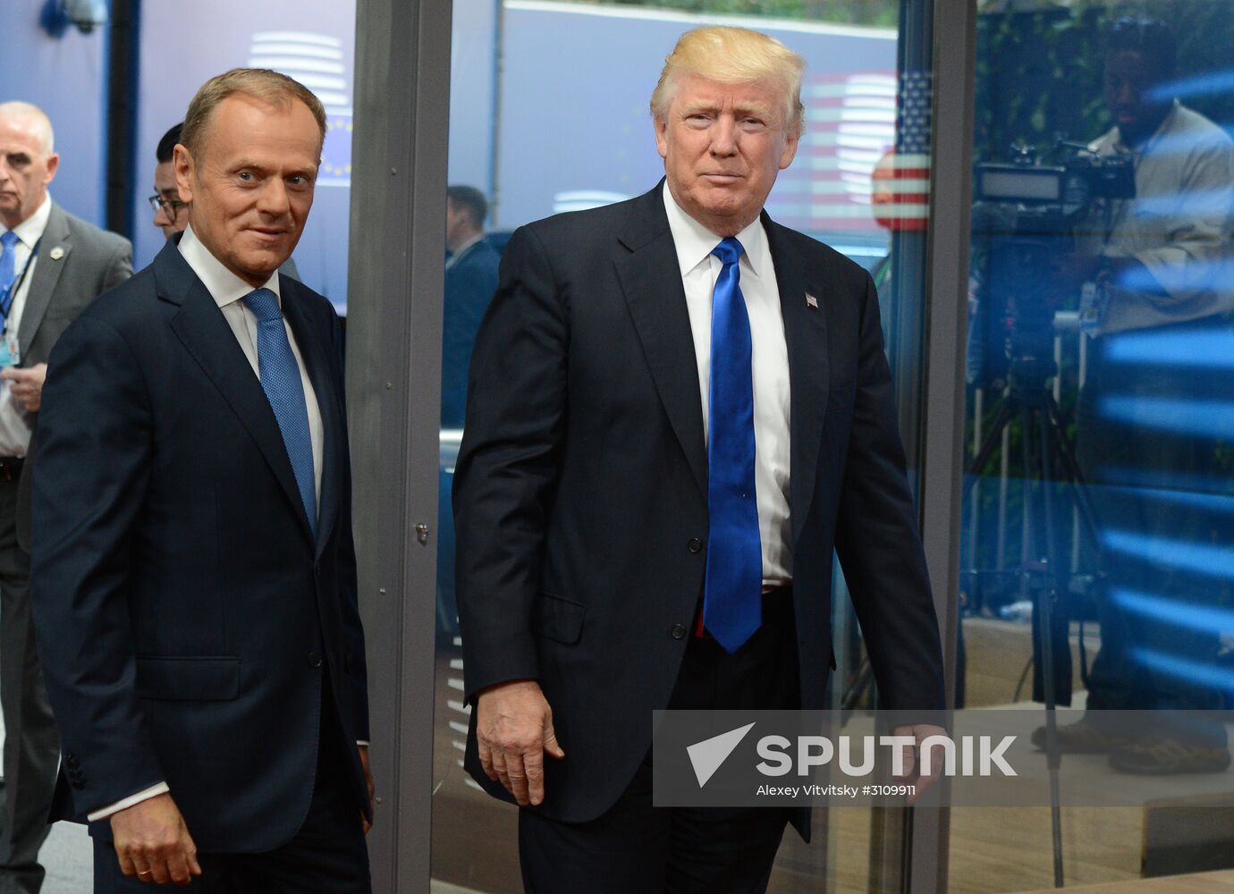 US President Donald Trump meets with EU leaders in Brussels