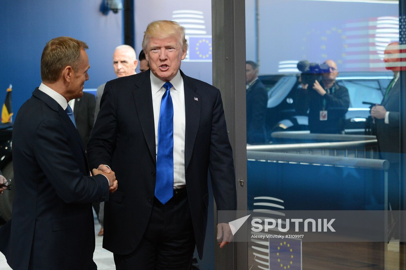 US President Donald Trump meets with EU leaders in Brussels