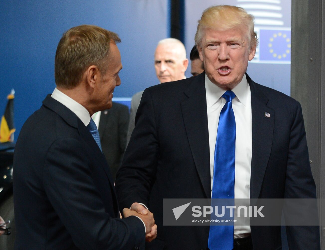 US President Donald Trump meets with EU leaders in Brussels