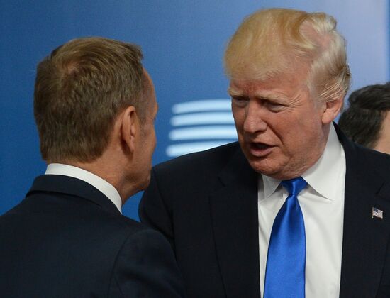 US President Donald Trump meets with EU leaders in Brussels