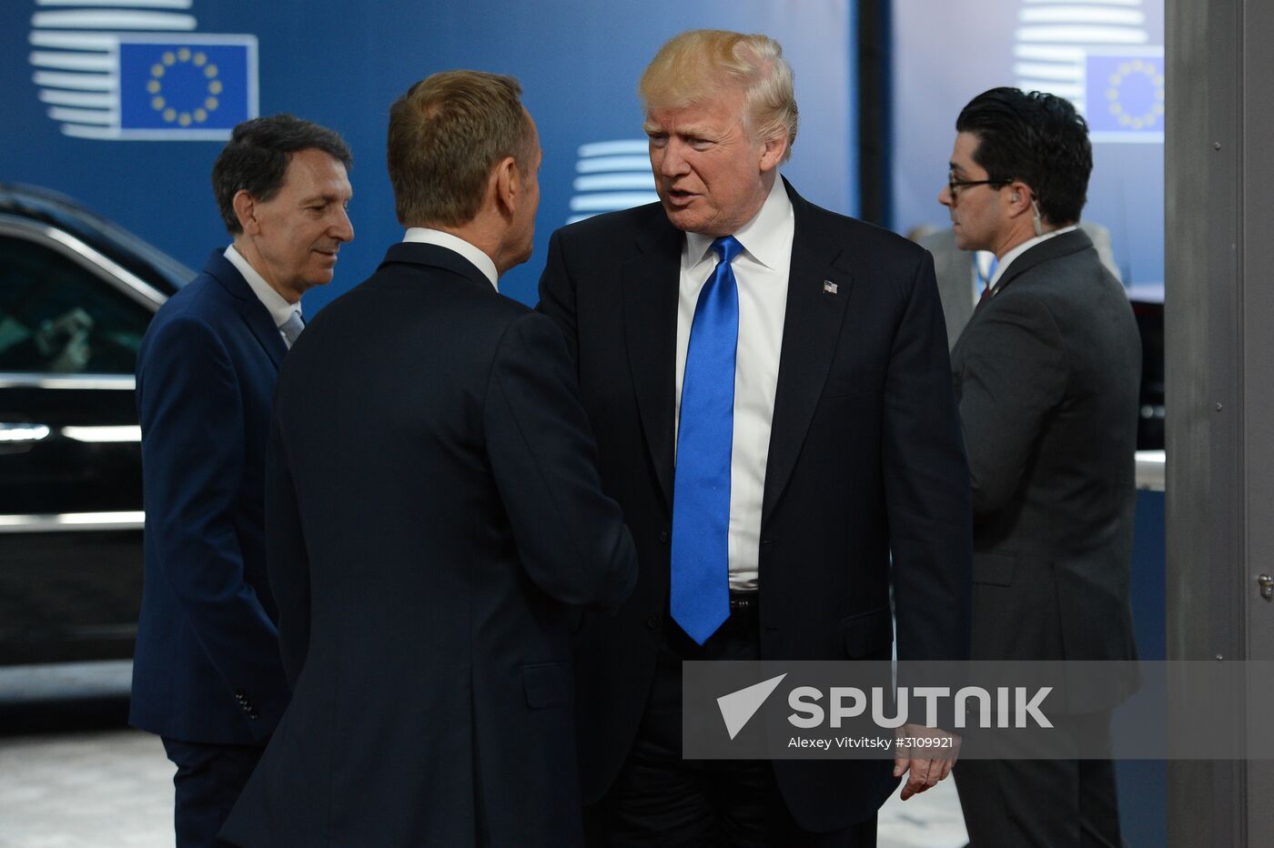 US President Donald Trump meets with EU leaders in Brussels