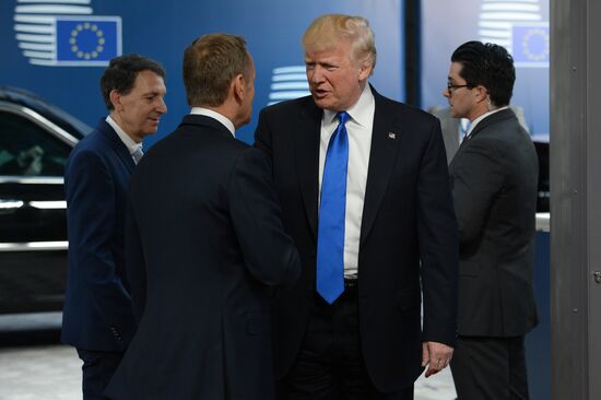 US President Donald Trump meets with EU leaders in Brussels