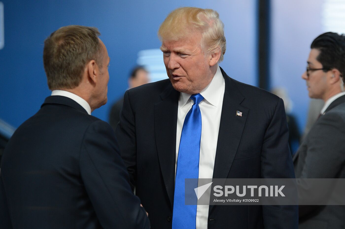 US President Donald Trump meets with EU leaders in Brussels
