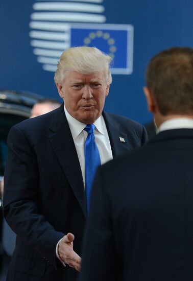 US President Donald Trump meets with EU leaders in Brussels