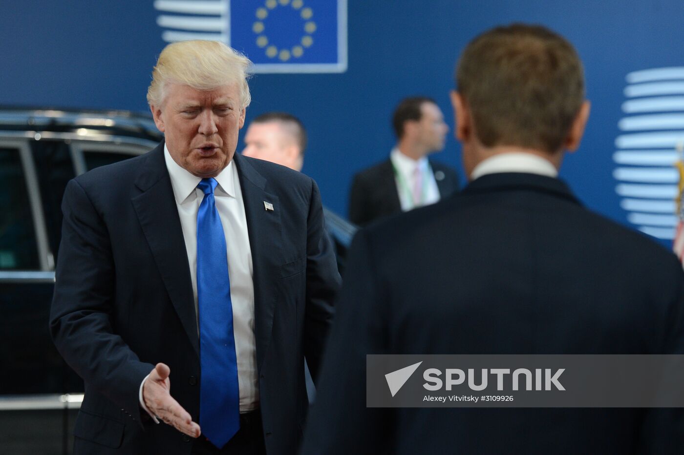 US President Donald Trump meets with EU leaders in Brussels