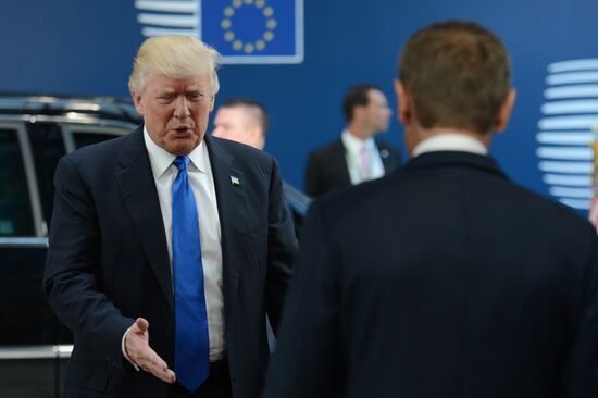US President Donald Trump meets with EU leaders in Brussels