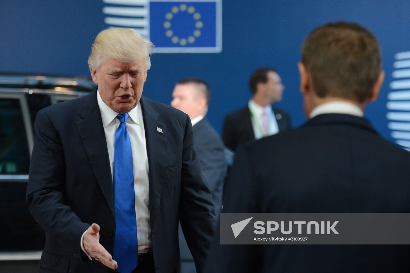 US President Donald Trump meets with EU leaders in Brussels