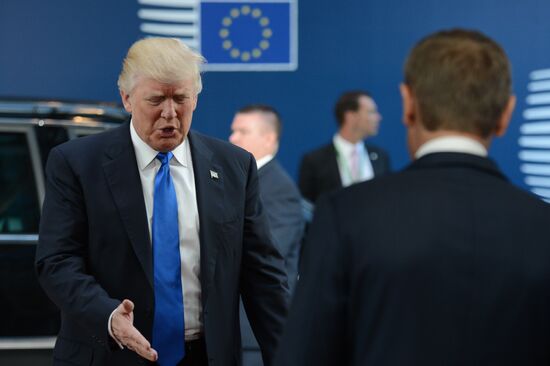 US President Donald Trump meets with EU leaders in Brussels