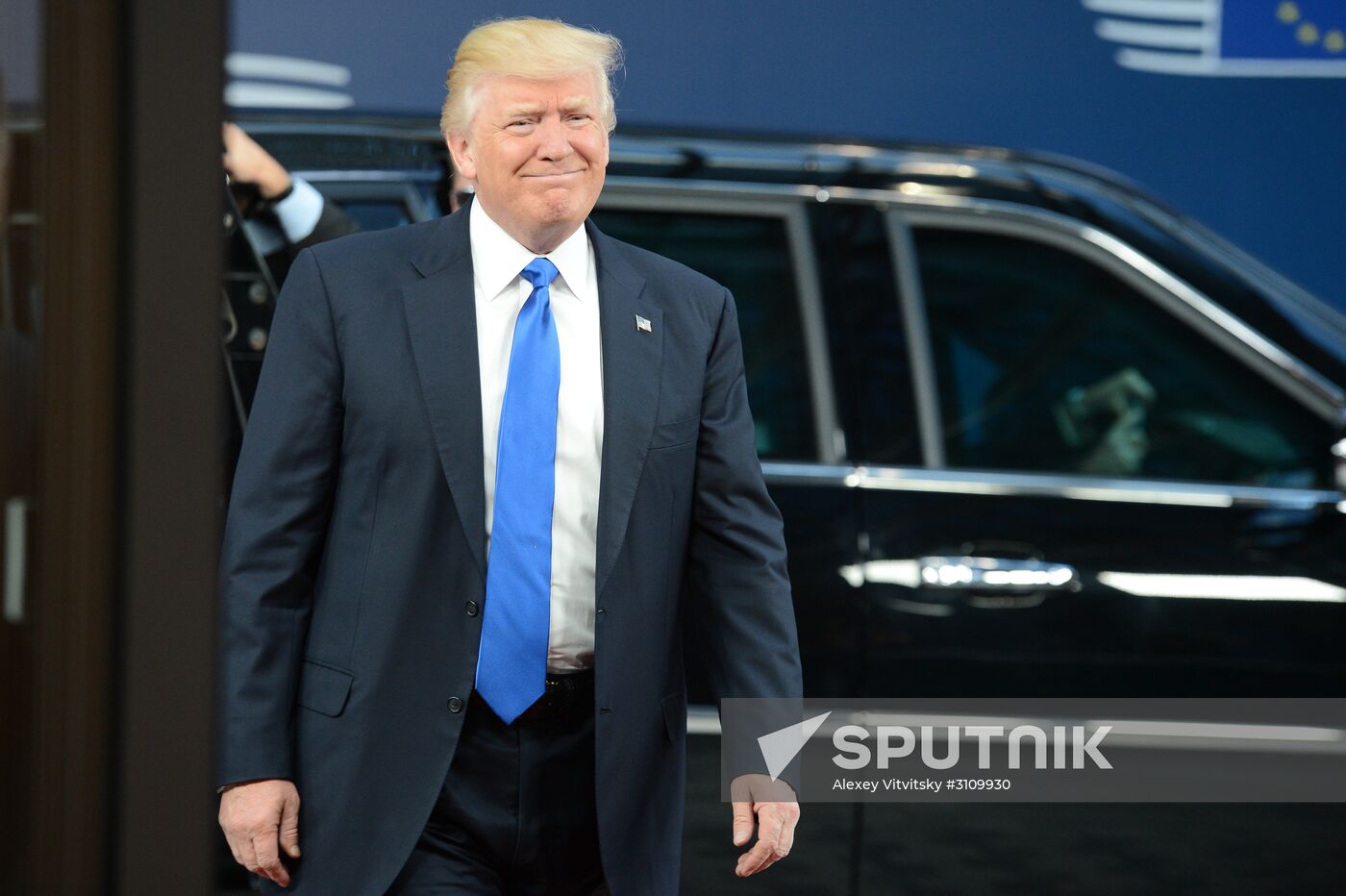 US President Donald Trump meets with EU leaders in Brussels