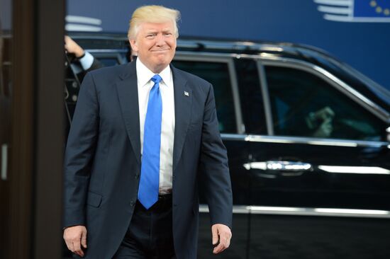 US President Donald Trump meets with EU leaders in Brussels