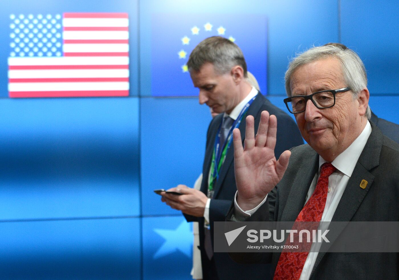 US President Donald Trump meets with EU leaders in Brussels