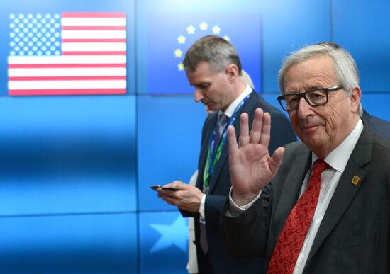 US President Donald Trump meets with EU leaders in Brussels