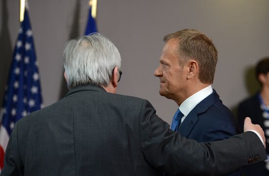 US President Donald Trump meets with EU leaders in Brussels