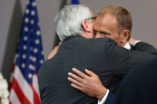US President Donald Trump meets with EU leaders in Brussels