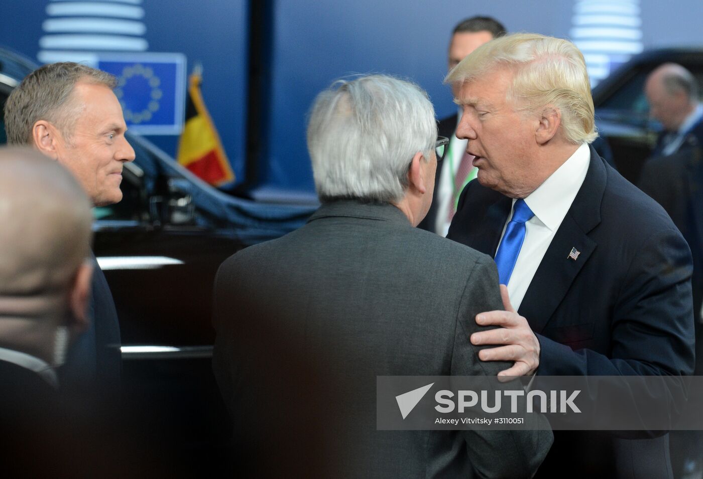 US President Donald Trump meets with EU leaders in Brussels