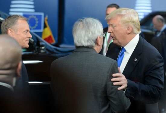 US President Donald Trump meets with EU leaders in Brussels