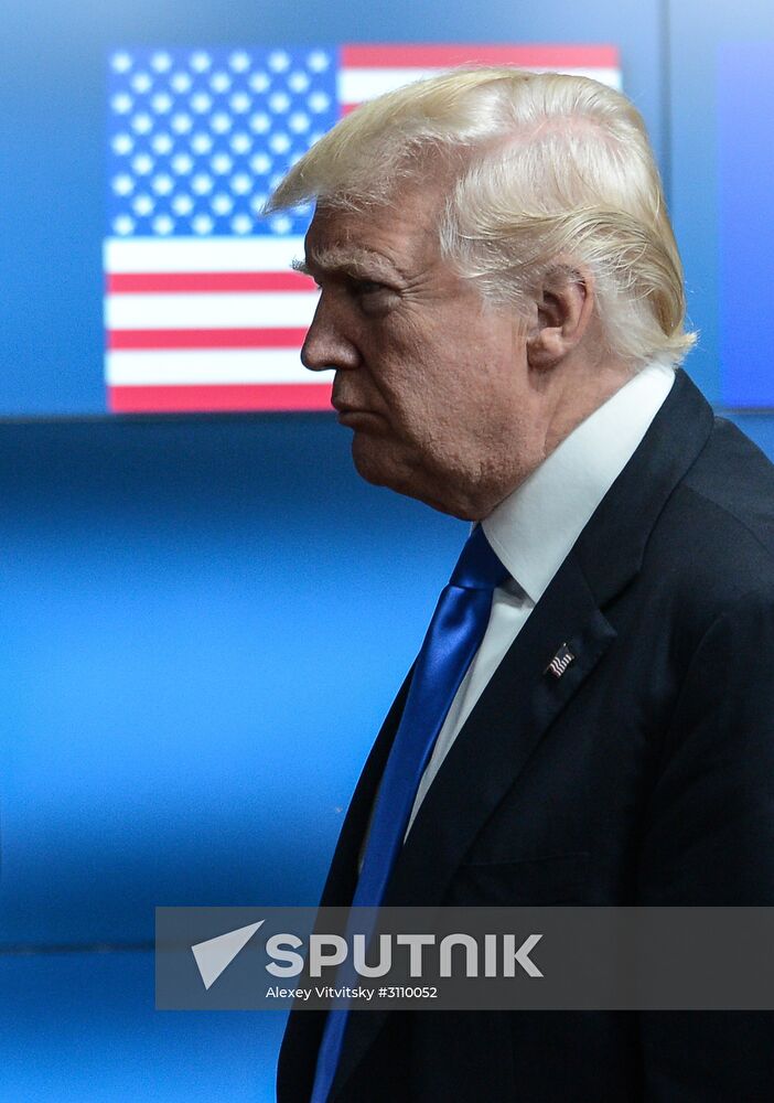 US President Donald Trump meets with EU leaders in Brussels