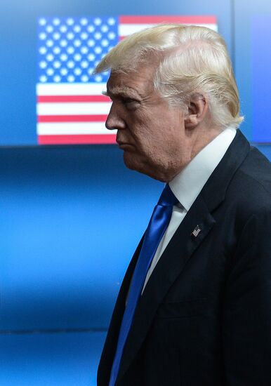 US President Donald Trump meets with EU leaders in Brussels