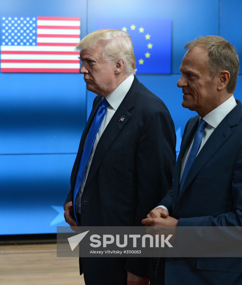 US President Donald Trump meets with EU leaders in Brussels