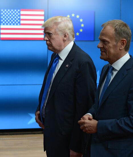 US President Donald Trump meets with EU leaders in Brussels