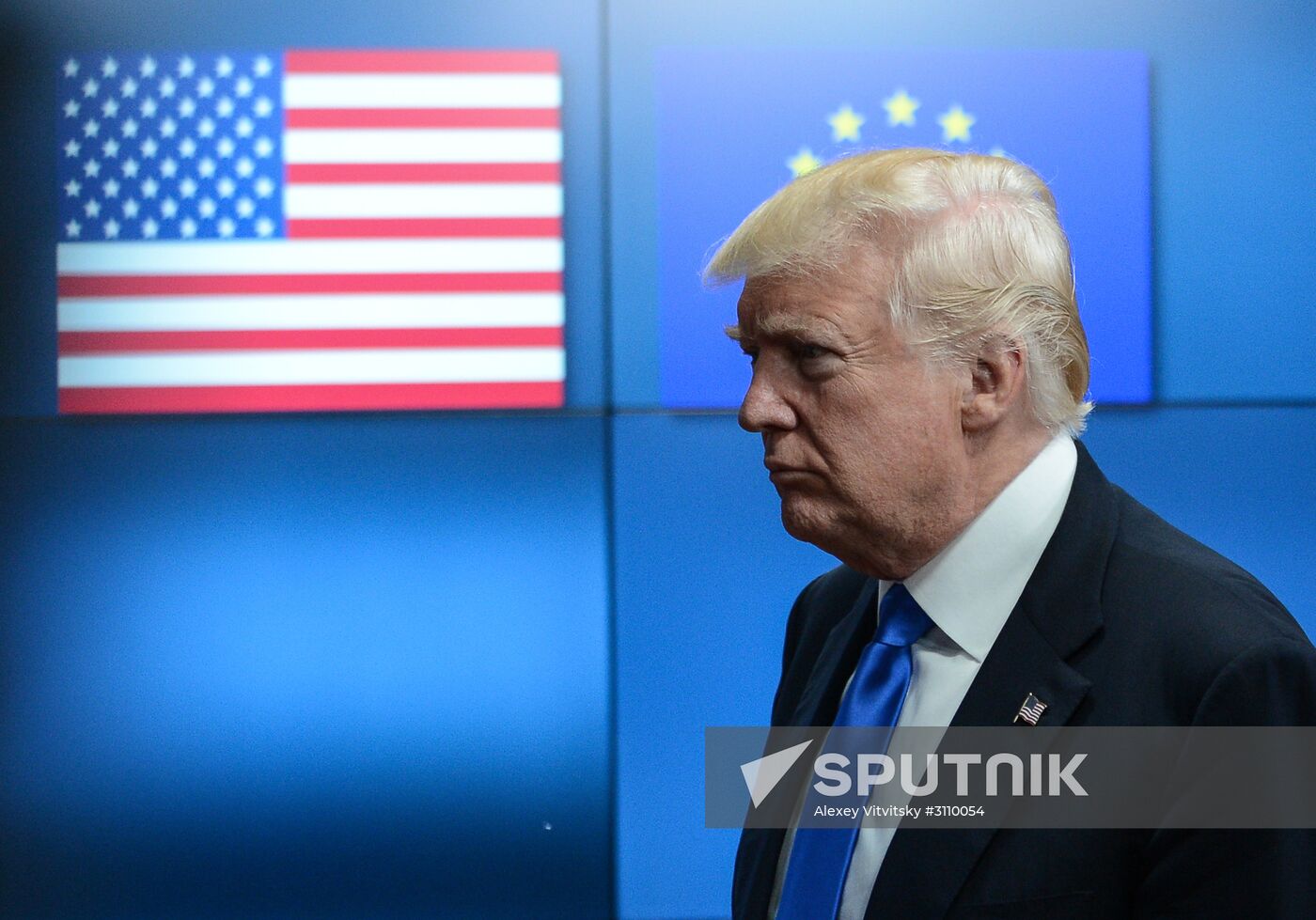 US President Donald Trump meets with EU leaders in Brussels