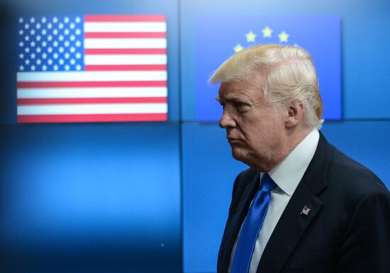 US President Donald Trump meets with EU leaders in Brussels