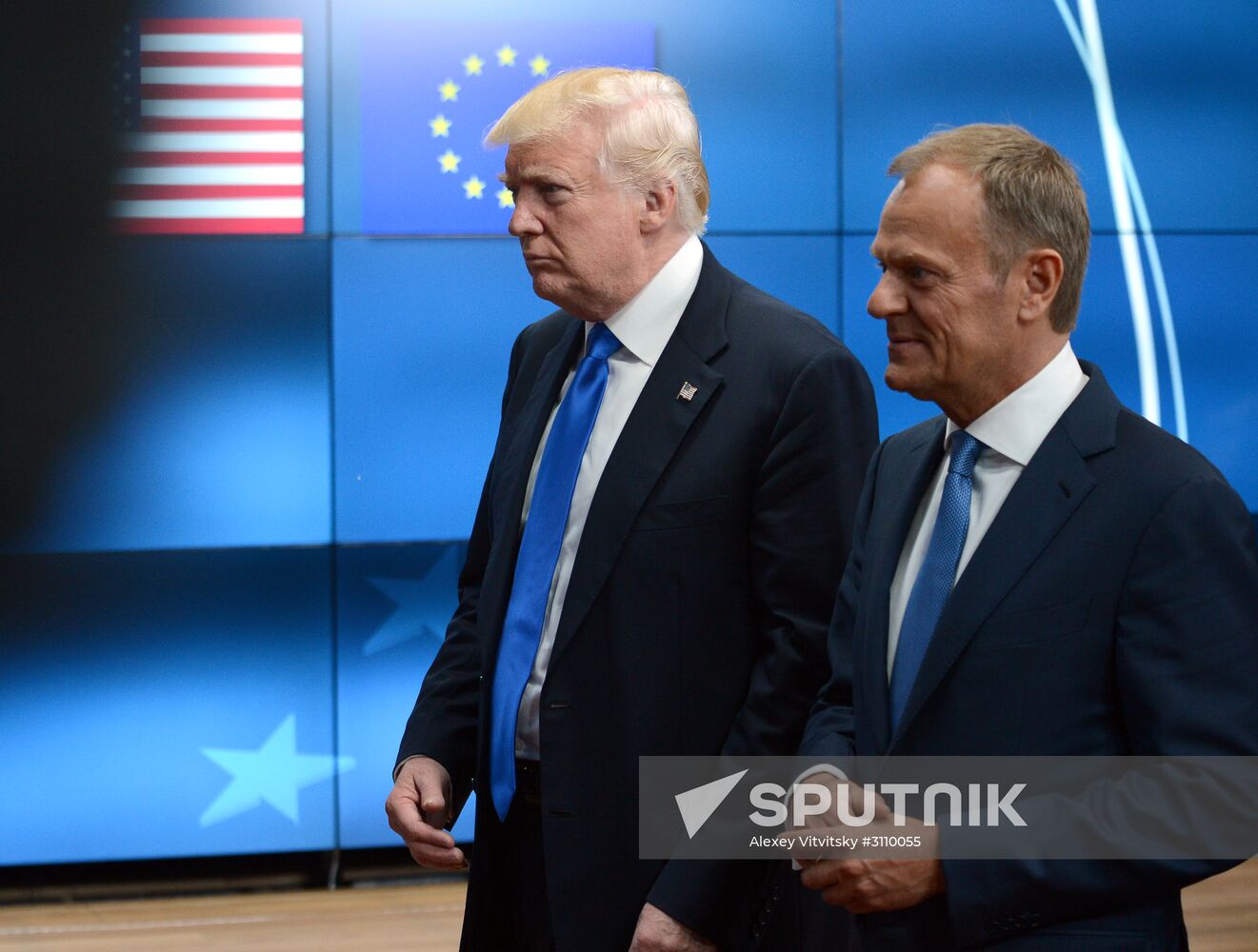 US President Donald Trump meets with EU leaders in Brussels