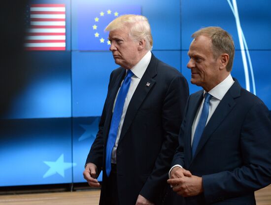 US President Donald Trump meets with EU leaders in Brussels
