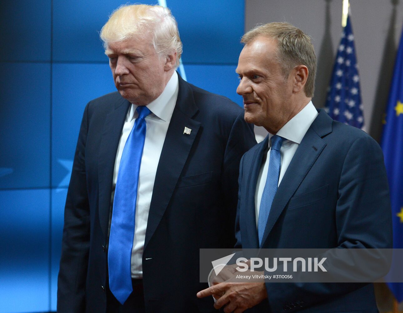 US President Donald Trump meets with EU leaders in Brussels