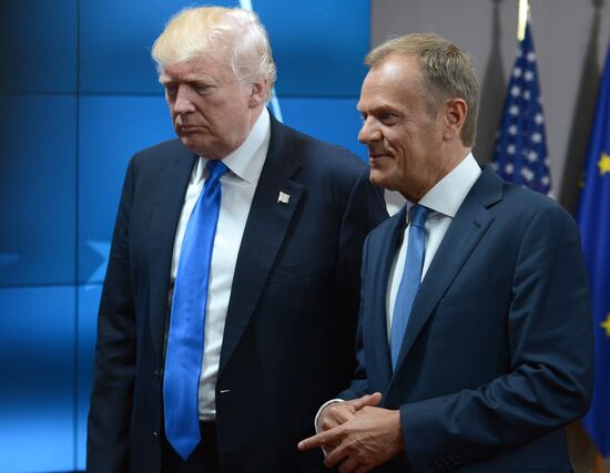 US President Donald Trump meets with EU leaders in Brussels