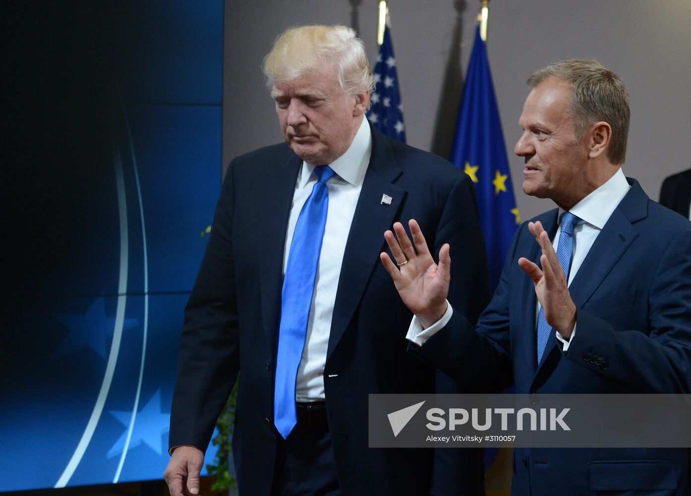 US President Donald Trump meets with EU leaders in Brussels