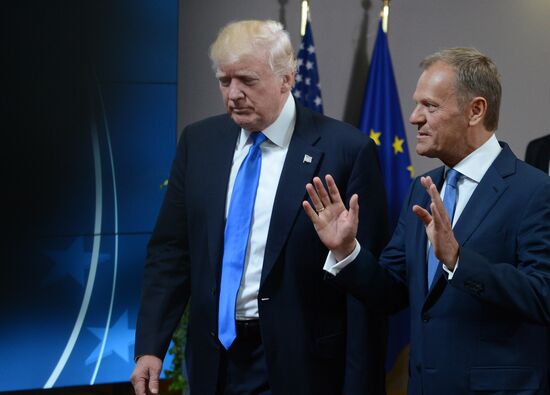 US President Donald Trump meets with EU leaders in Brussels
