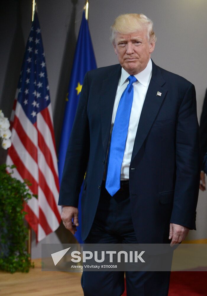 US President Donald Trump meets with EU leaders in Brussels
