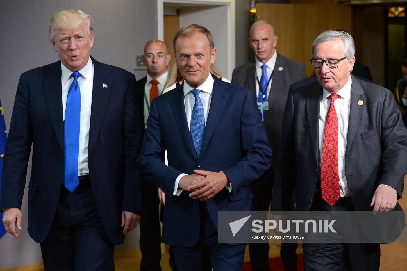US President Donald Trump meets with EU leaders in Brussels