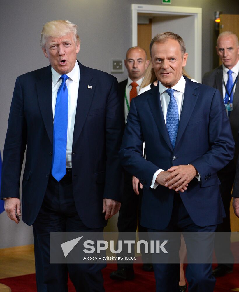US President Donald Trump meets with EU leaders in Brussels