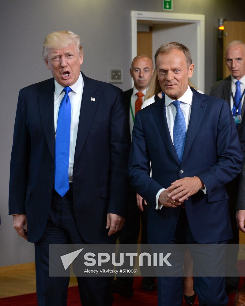 US President Donald Trump meets with EU leaders in Brussels