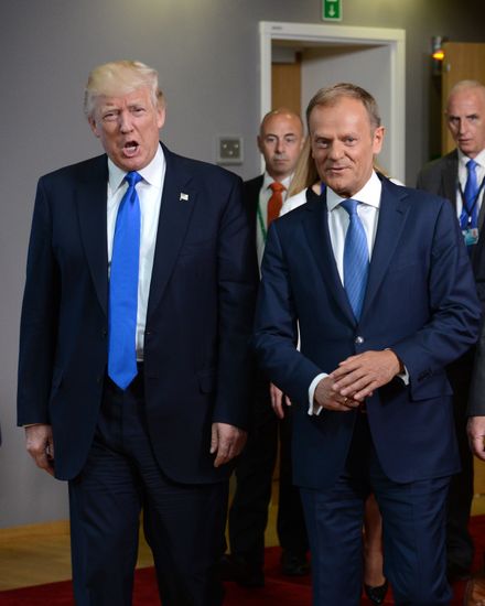 US President Donald Trump meets with EU leaders in Brussels
